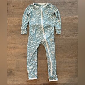 Kickee Pants Kids Dinosaur Bones Fossil Onesie Romper Blue White 2T Retro